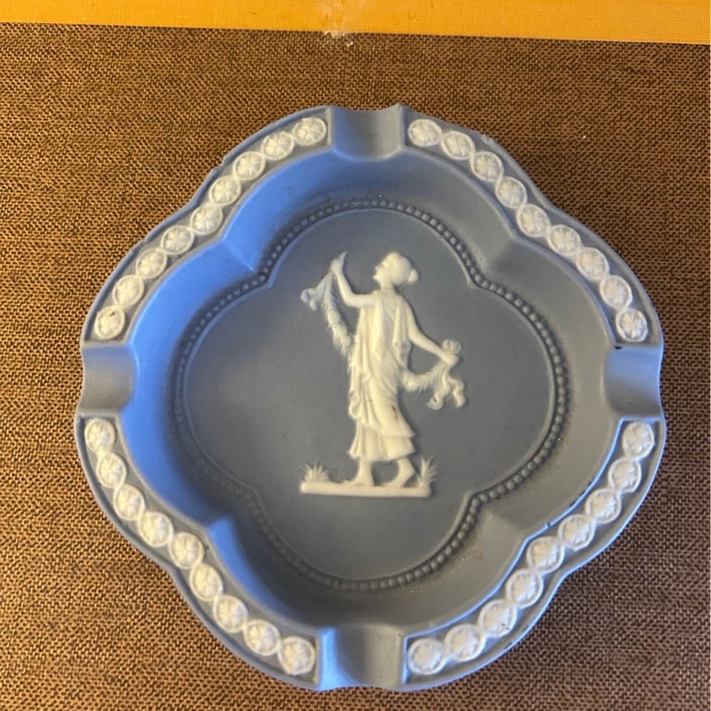 Portland Blue Jasperware Ashtray/Trinket Dish - Wedgwood Style